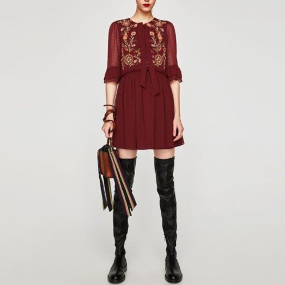 Zara Embroidered Dress (Boho + Floral) - Picture 3 of 7